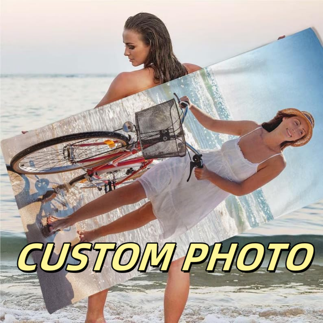 Custom Photo Beach Towels Soft Microfiber Lightweight Polyester Towel Anti-Sand for Family Friends Party Quick-Drying Bath Towel Birthday Gift