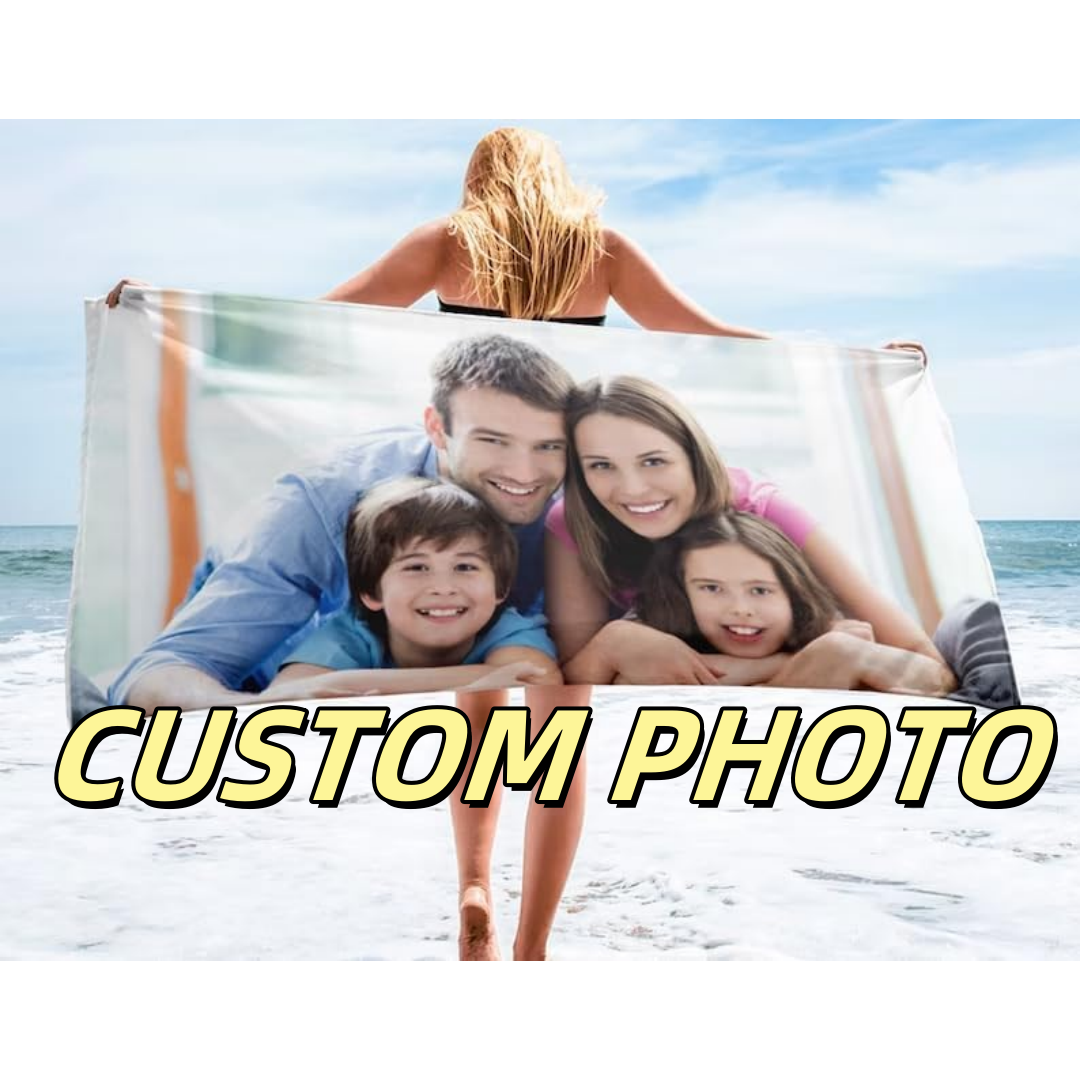 Custom Photo Beach Towels Soft Microfiber Lightweight Polyester Towel Anti-Sand for Family Friends Party Quick-Drying Bath Towel Birthday Gift