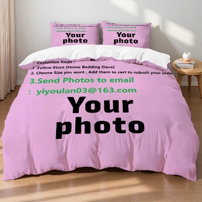 Custom Bedding Set Personalized Your Photo Duvet Cover +pillowcase Create Your Own Bedding Custom Bedding 3pcs Set Your Custom