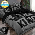 Grey and Black King Size Bed Pattern Down Duvet Cover Set, Soft and Comfortable Bedroom and Dormitory Decoration Bedding Set