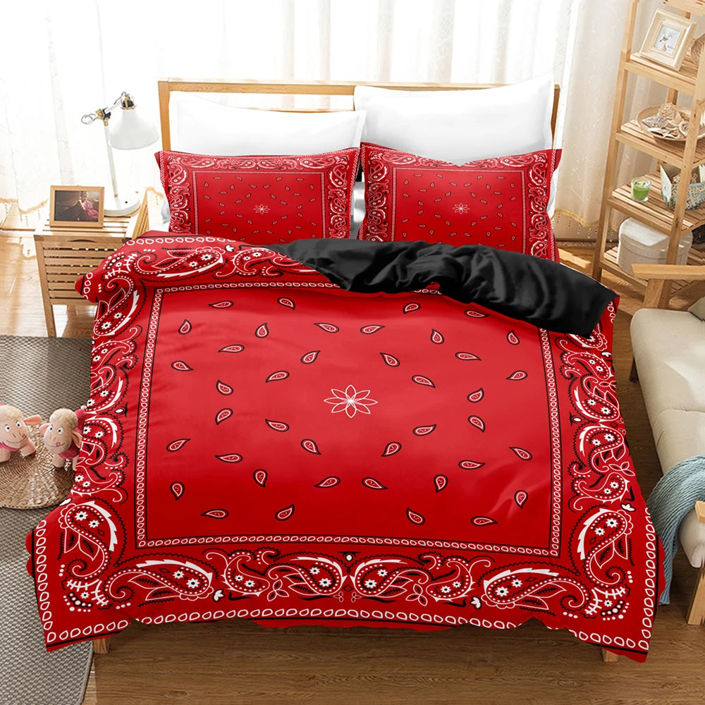 Paisley Mandala Black Duvet Cover Set Bohemian Style Double For Adults Queen King Size Bedding Set With Pillowcase For Bedroom