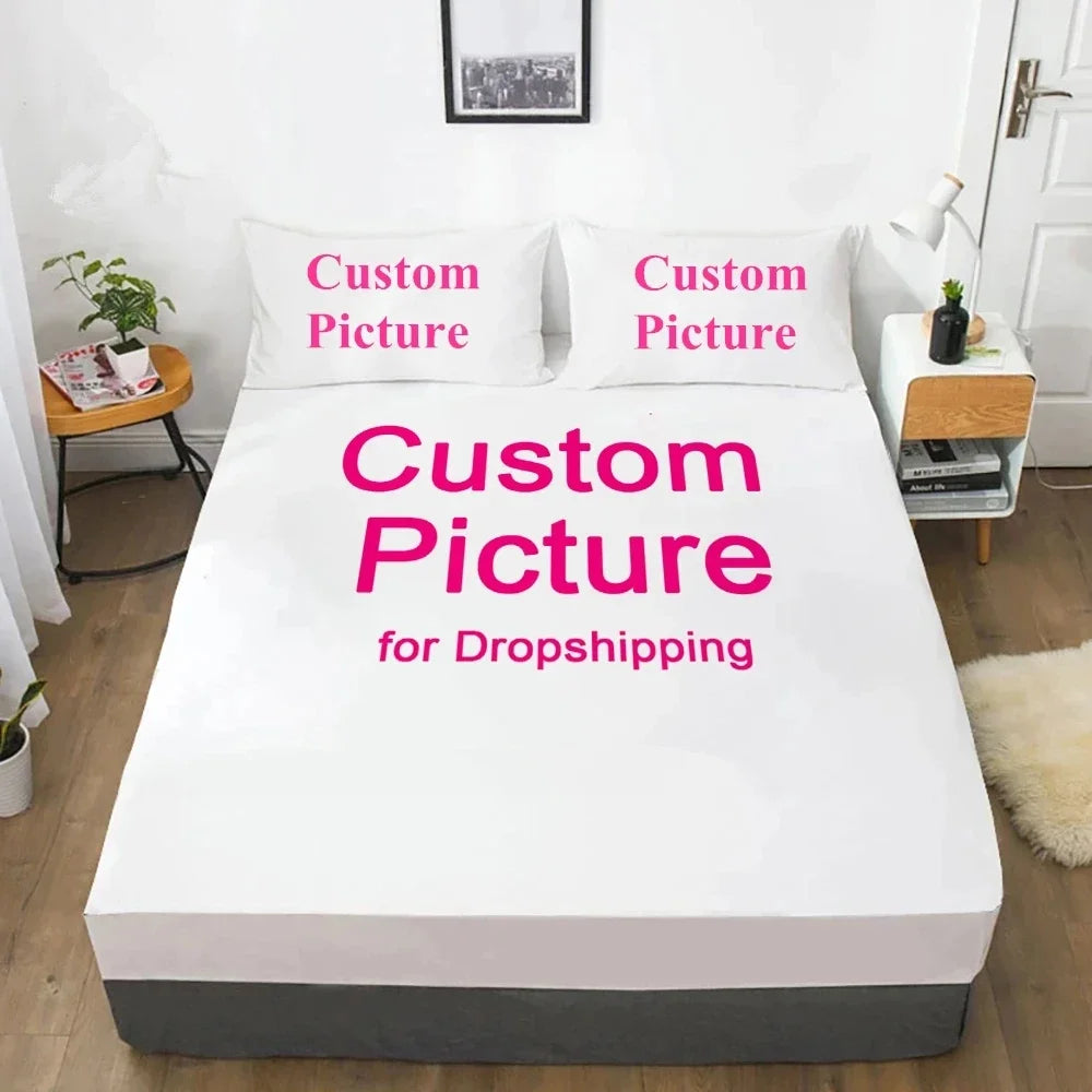 Winter Printed Fitted Sheet Santa Claus Snowflake Polyester Elastic Band Mattress Cover Pillowcase Fashion Bedding Bedroom Decor