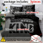 Grey and Black King Size Bed Pattern Down Duvet Cover Set, Soft and Comfortable Bedroom and Dormitory Decoration Bedding Set