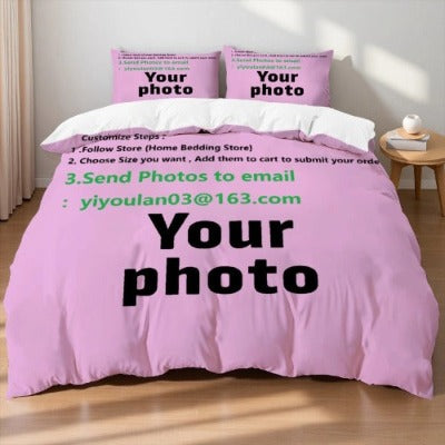 Custom Bedding Set Personalized Your Photo Duvet Cover +pillowcase Create Your Own Bedding Custom Bedding 3pcs Set Your Custom